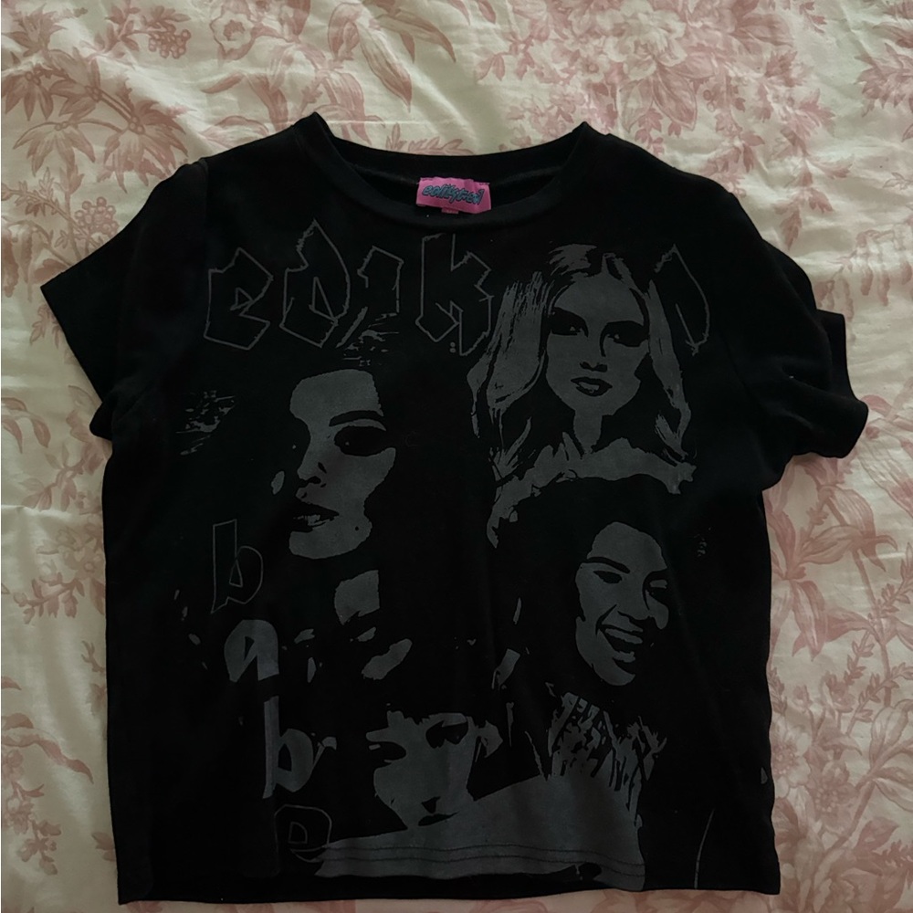 Edikted Black Graphic Crop Top